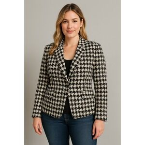 VICI Blazer Womens L Black White Tweed Houndstooth Preppy‎ Business Formal City